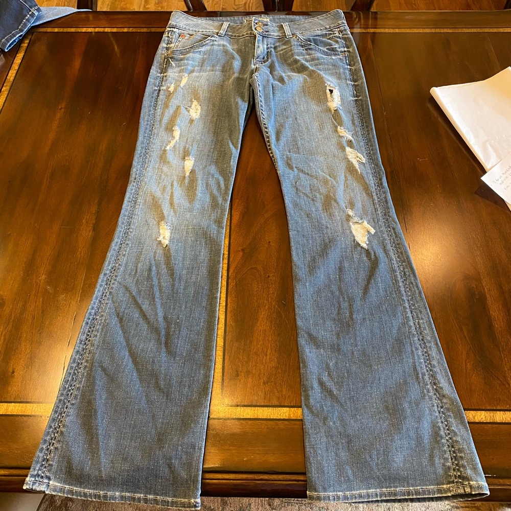Hudson signature bootcut distressed jeans
